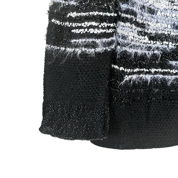 Stizzoli Black White Eyelash Knit Striped Metallic Cardigan Sweater Jacket - Picture 4 of 11